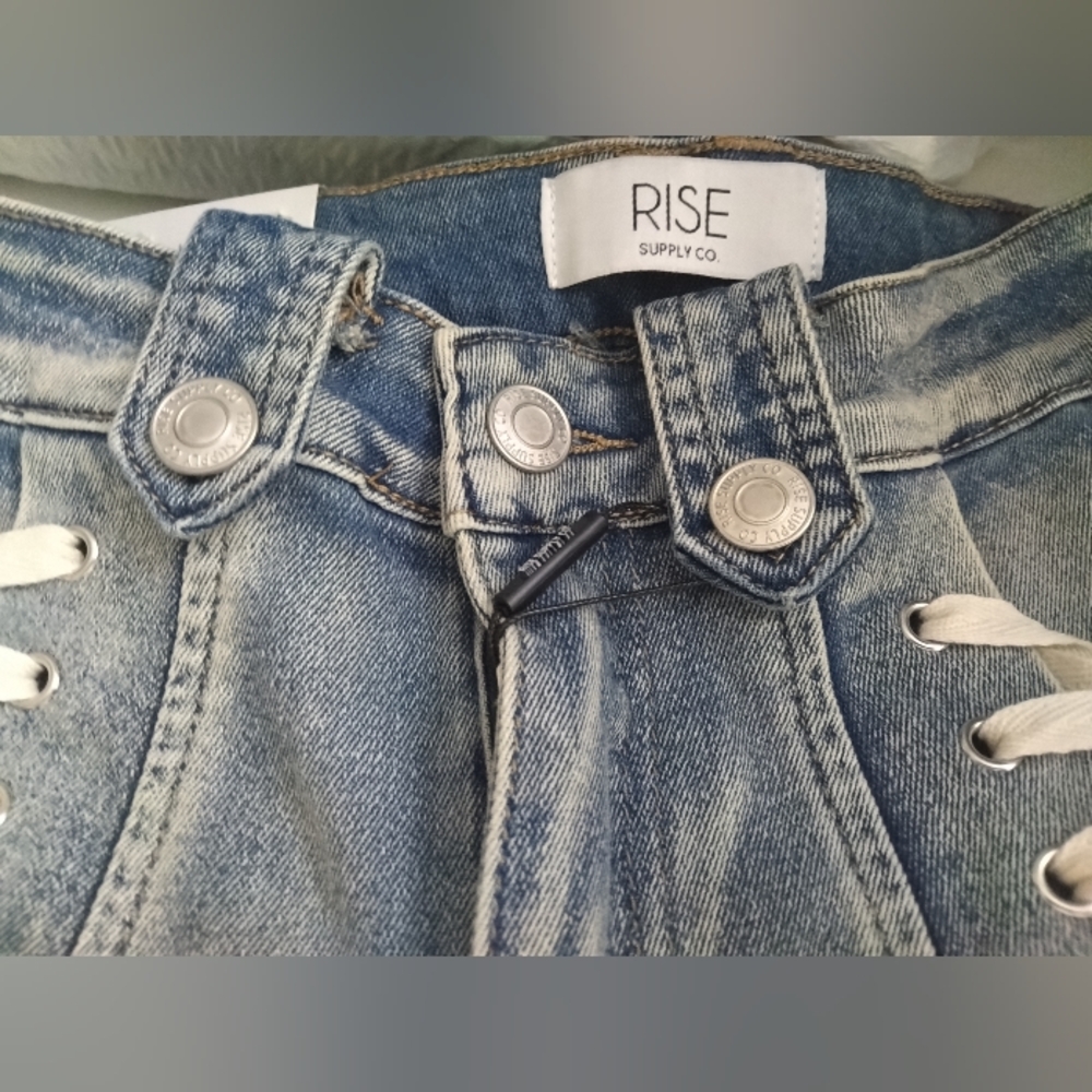 Rise Supply Co. Light Wash Blue Lace-Up Side Detail Women's Jeans New Size 1 - Picture 5 of 5